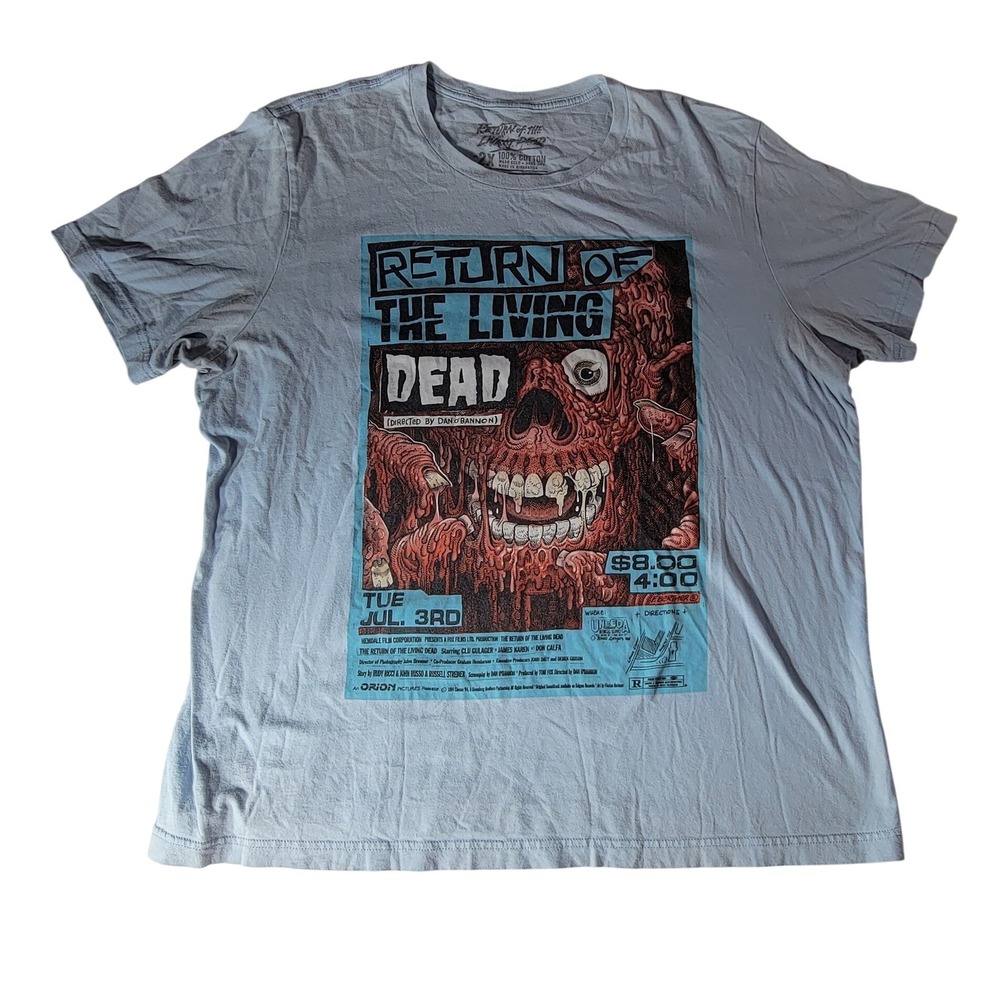 Return of the Living Dead Horror Movie Graphic T-Shirt Men 2XL Light Blue Cotton
